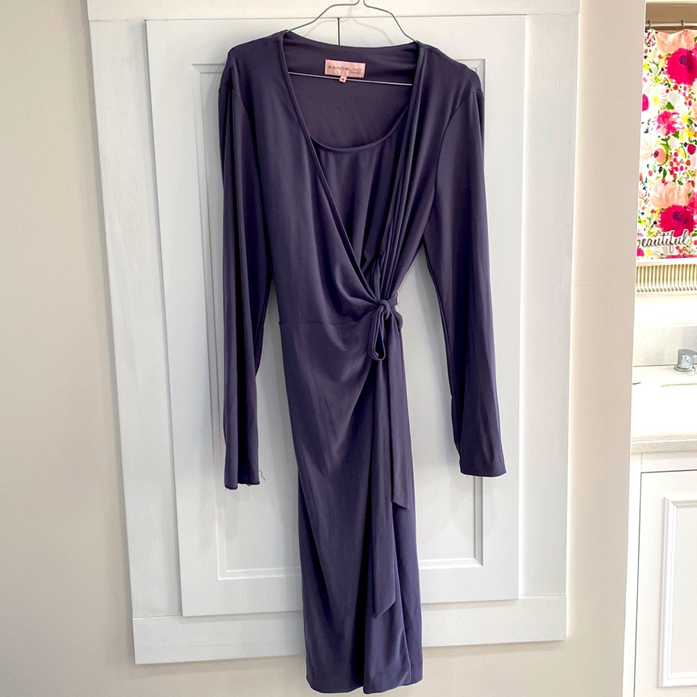 Grey/purple Bandolino wrap-dress..US10